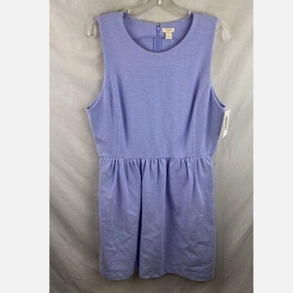 J.Crew Women's XL Fit and Flare Cotton Dress Pockets Blue Daybreak Midi C0250 - Picture 2 of 6